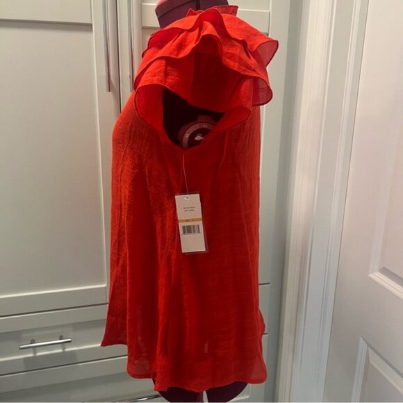 NWT NANETTE LEPORE Red Rayon Blend Blouse Hot Coral Size Small - Picture 7 of 13